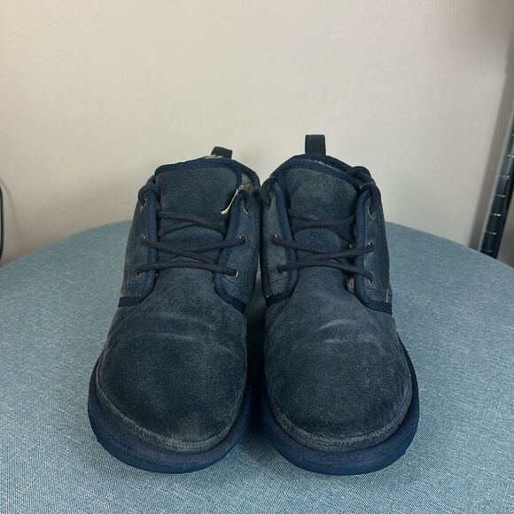 UGG Navy Blue Neumel Suede Chukka Boots Charcoal Sherpa Lined Size 10 - Picture 3 of 12